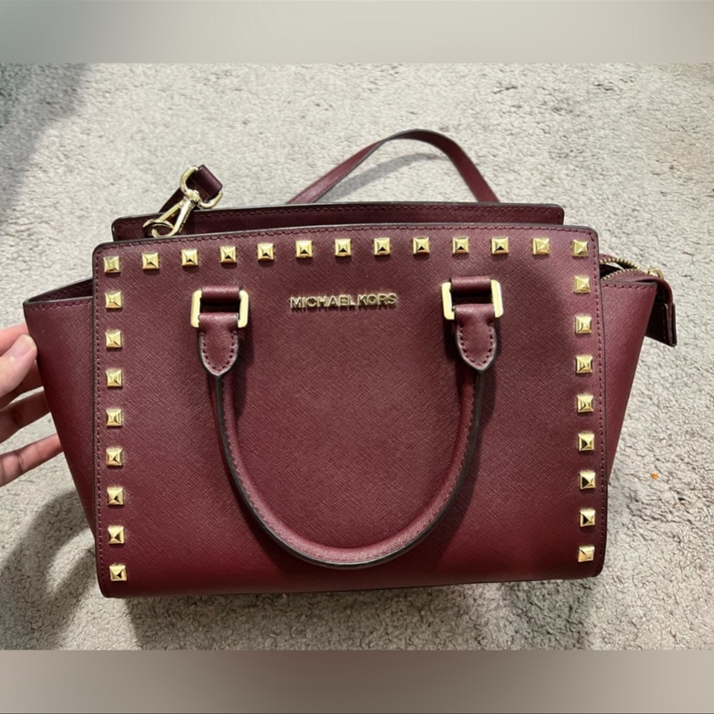 Michael kors medium studded Selma satchel/ crossbody bag